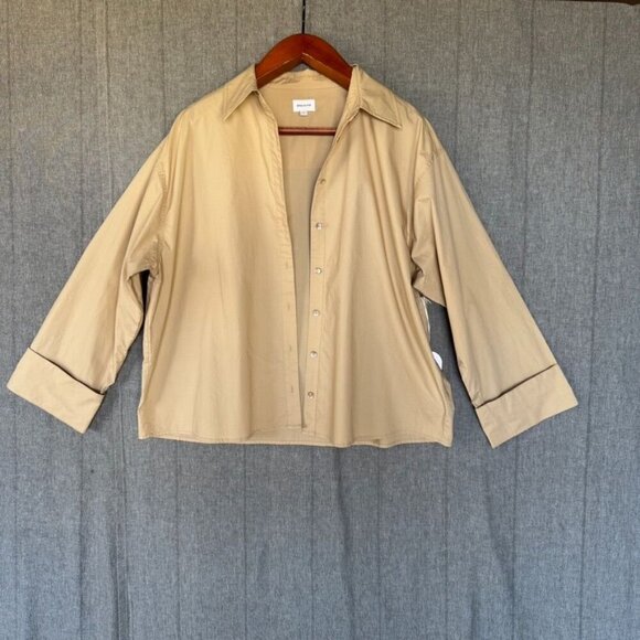 Song of Style Kelso Top 100% Cotton Sand Beige Oversized Button Up Shirt Size S - Picture 5 of 15